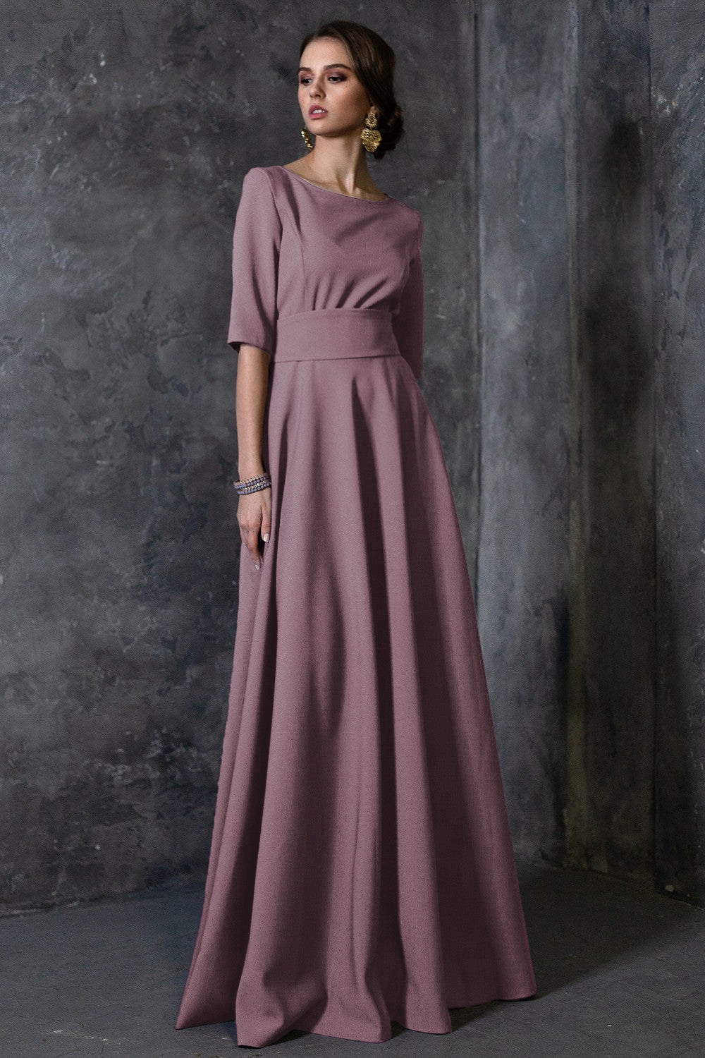 Purple grey maxi dress with circle skirts GUNTINA Purple grey maxi dress with circle skirts GUNTINA