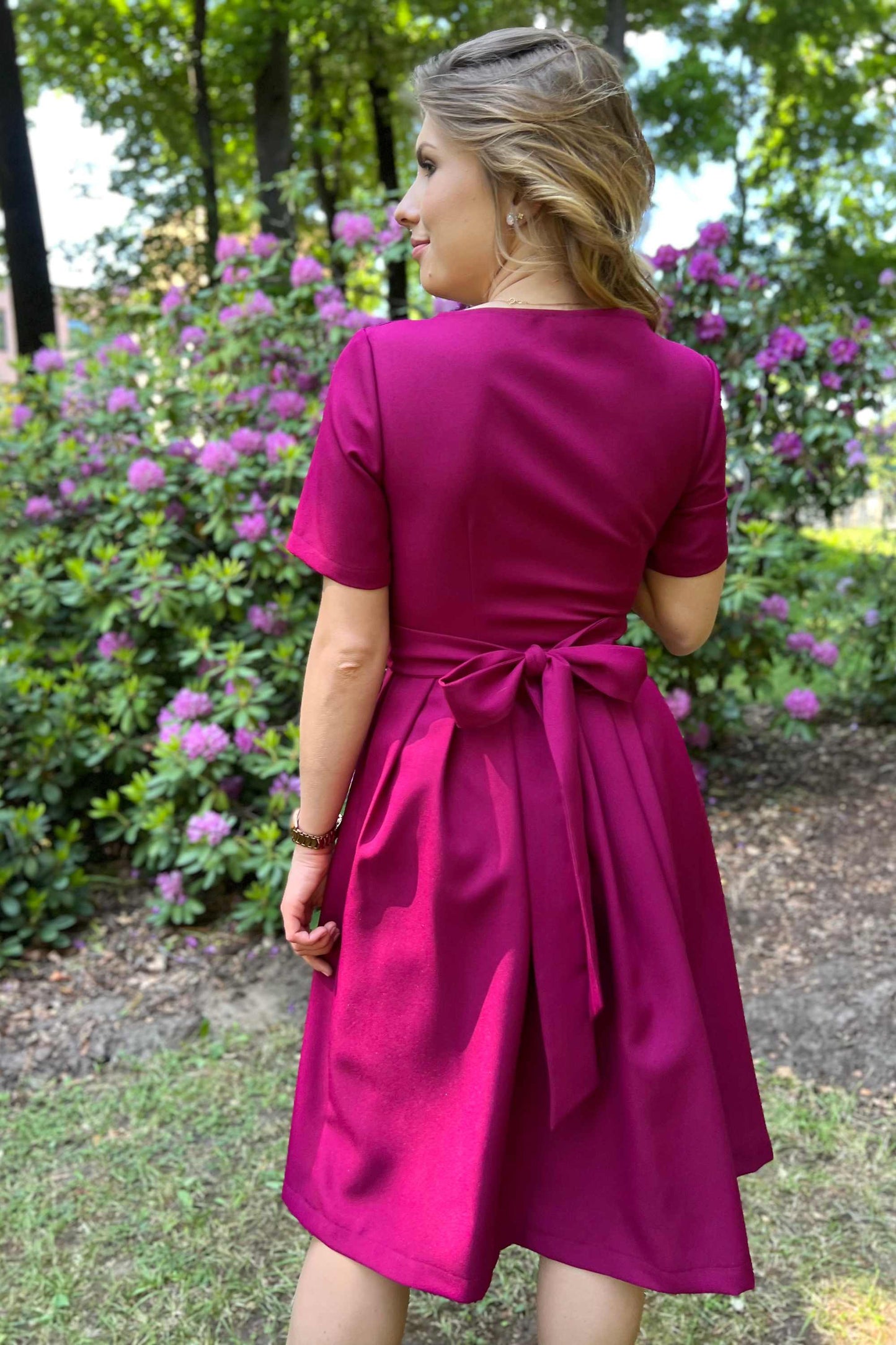 Wild Aster dress with pleats