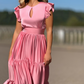 Rose Pink Long Satin Maxi dress