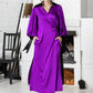 Kimono satin dress with pockets and contrasting color details