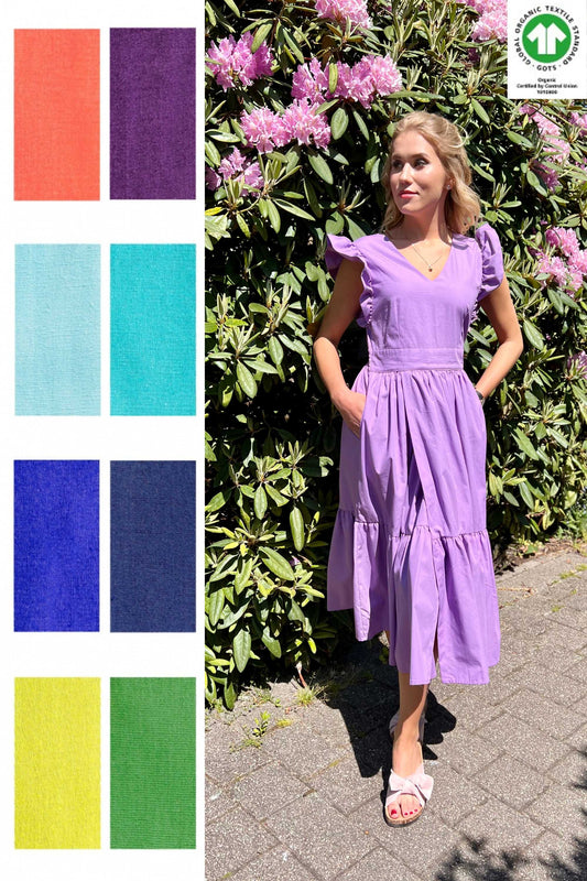 Modern and elegant lilac organic cotton dress