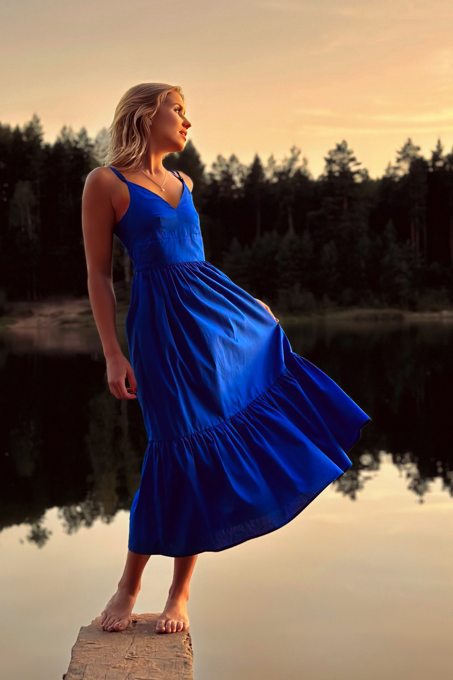 Organic Cotton Dress with Straps on the Back and Ruffles