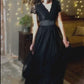 Black lace dress with short sleeves