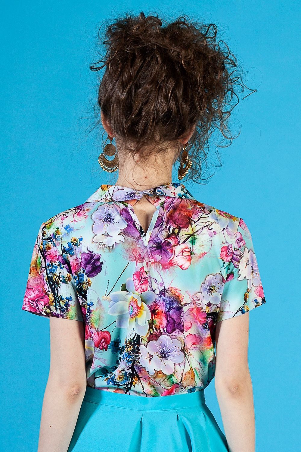 Light blue blouse with floral print