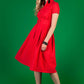 Sarkana lina kleita ar stāvapkakli