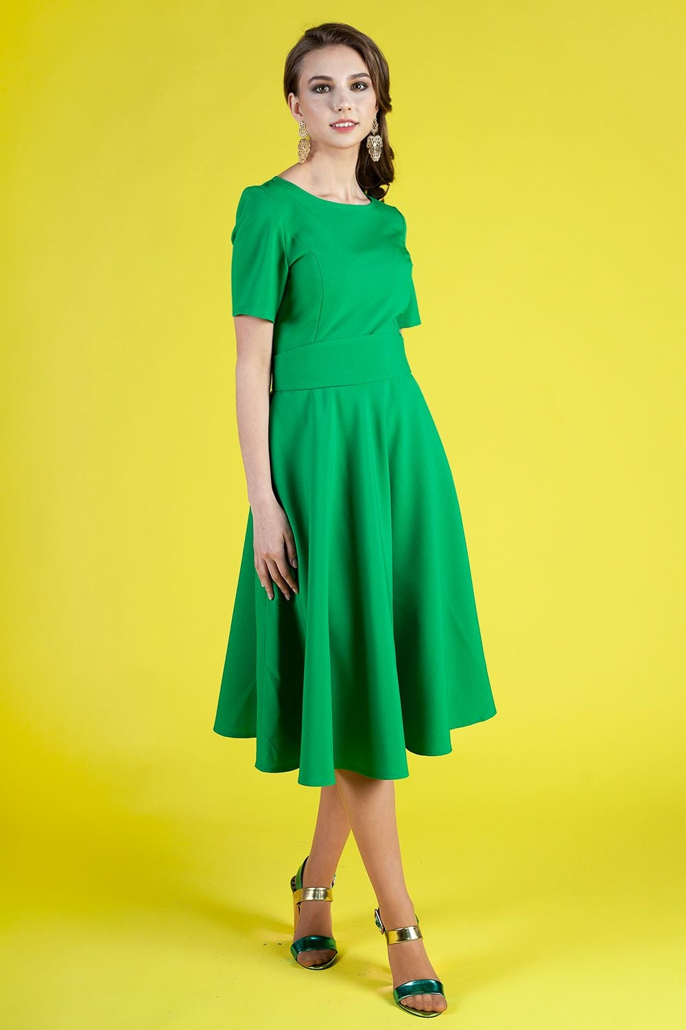 Green dress with circle skirts GUNTINA Green dress with circle skirts GUNTINA