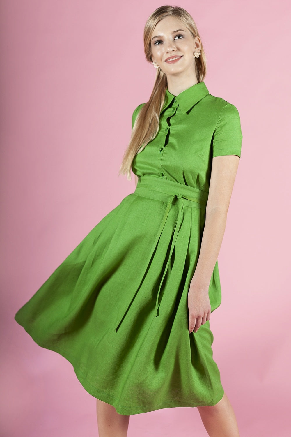 Green dress with buttons