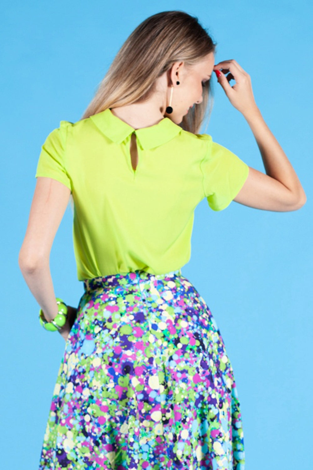 Bright green blouse with collar