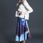 Circle skirt with abstract painted mountain print