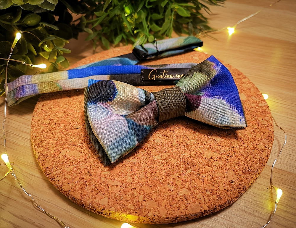 Blue grey men’s bow tie