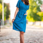 Royal blue shade linen dress