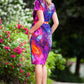 Abstract purple dress with loose fit