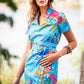 Blue loose fit dress with flower print