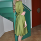 Pesto colour cocktail dress with sleeves