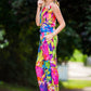 Sleeveless top with abstract bright print
