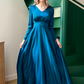 Peacock maxi dress with long sleeves