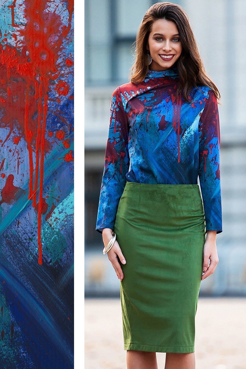 Blouse with abstract print