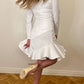 White mini dress with ruffle