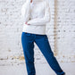 White cotton knitted sweater