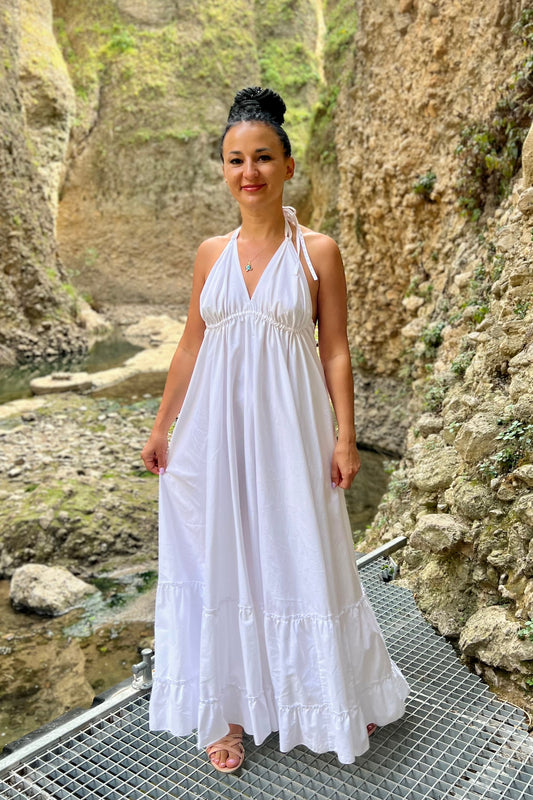 White organic cotton maxi dress