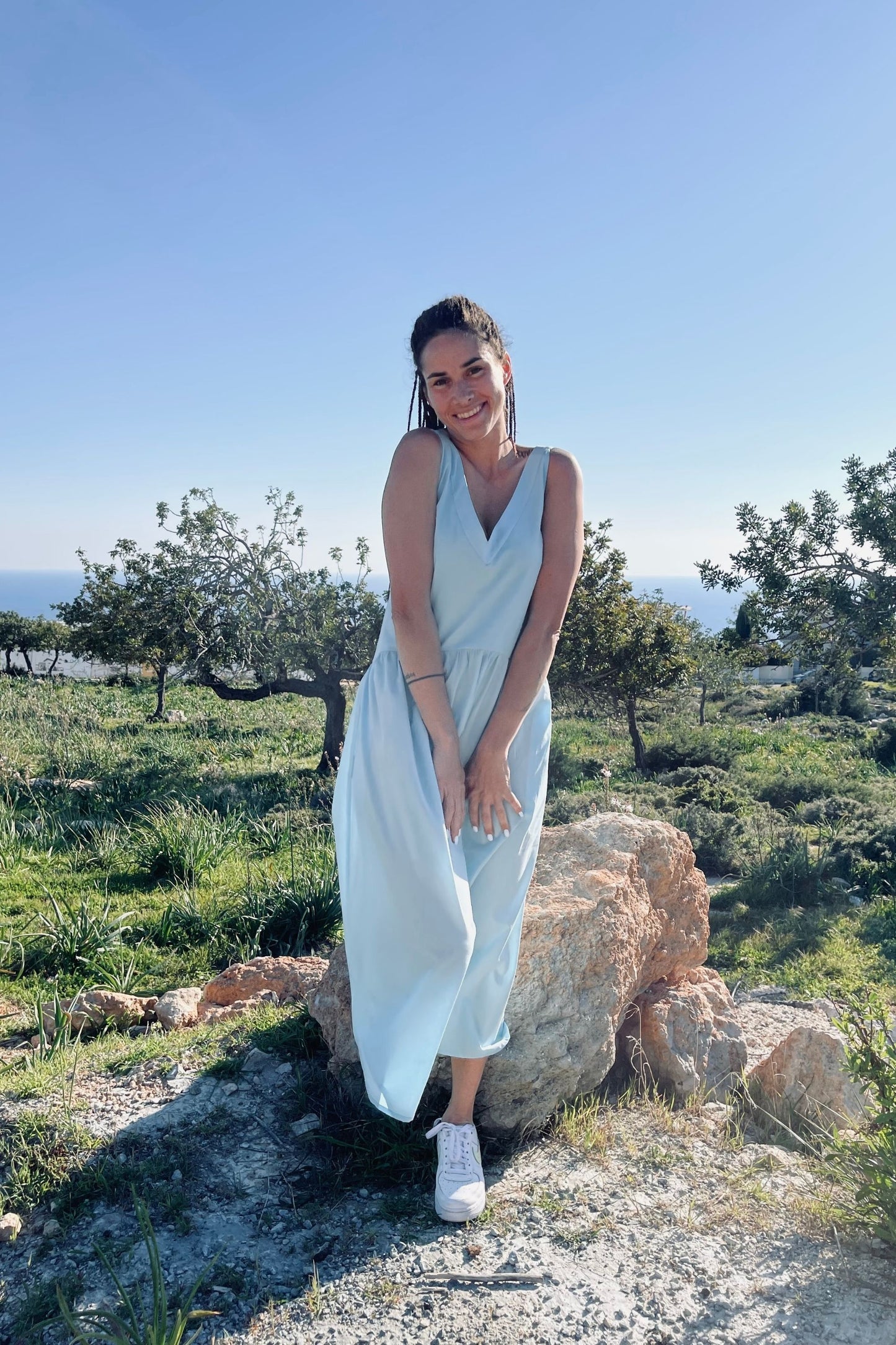 Organic cotton summer dress with ruffles