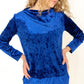 Bright blue velvet long sleeve top