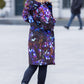 Softshell coat / parka with small blue flower print