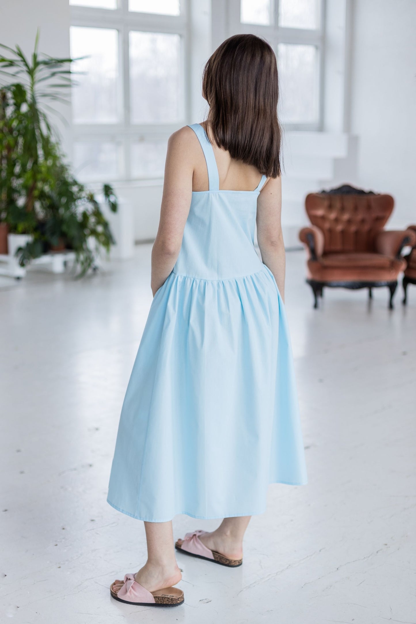 Light blue organic cotton summer dress