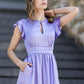 Festive, elegant half-length satin dress in light purple