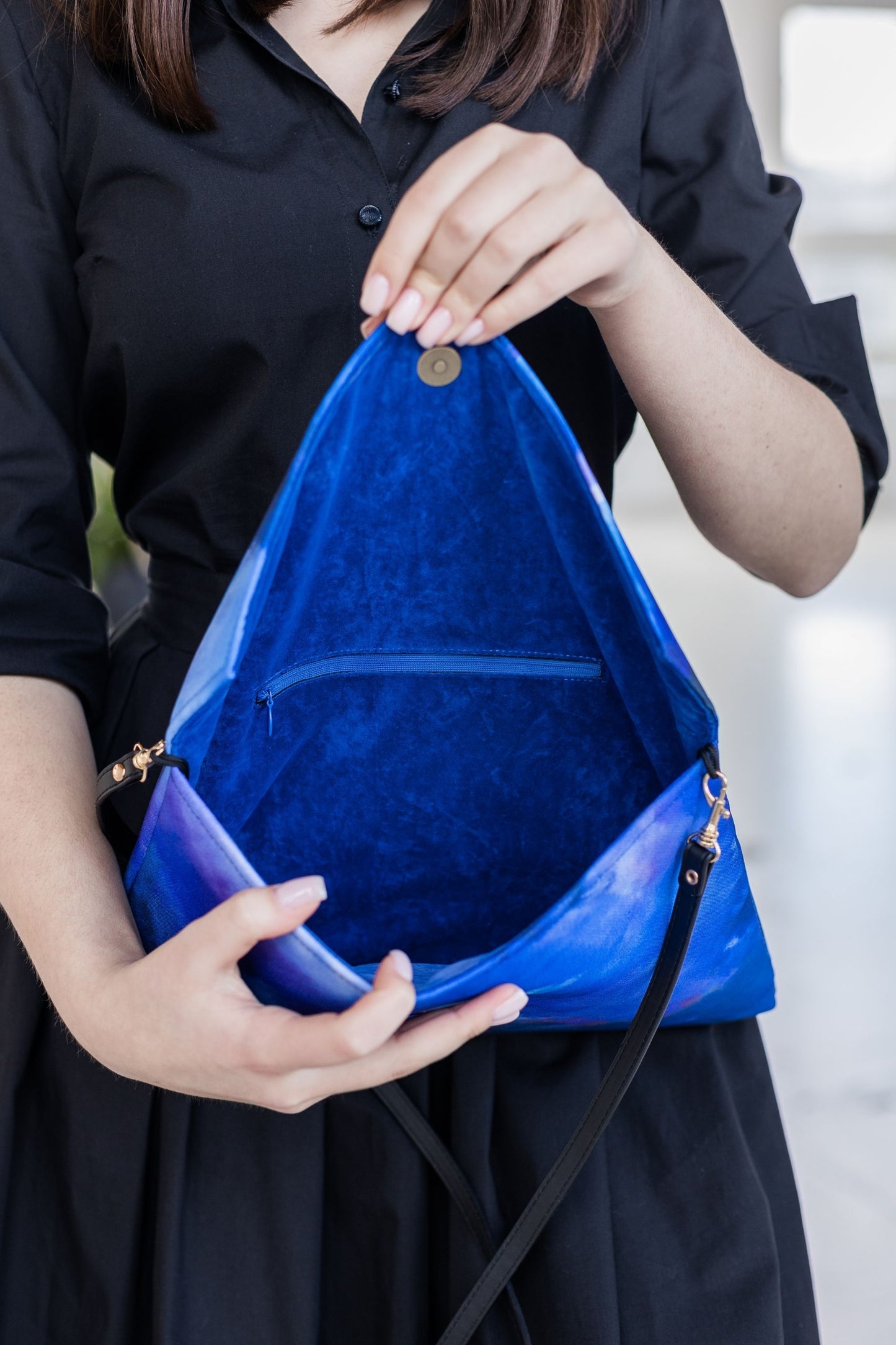 Handbag with cloud printing