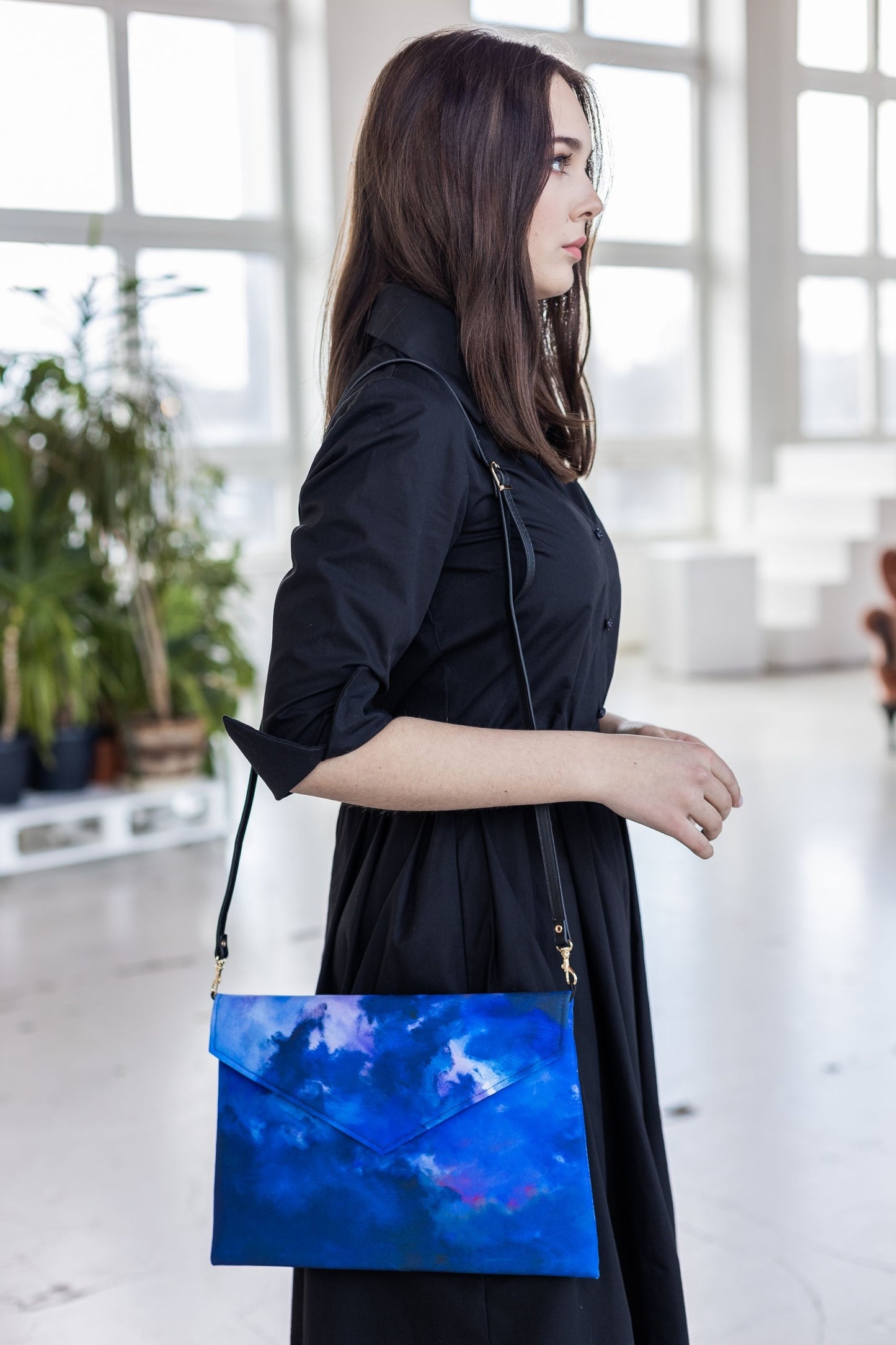 Handbag with cloud printing