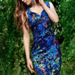 Classic blue dress with blueberry leaf print