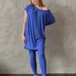Bright blue modal fabric asymmetric top