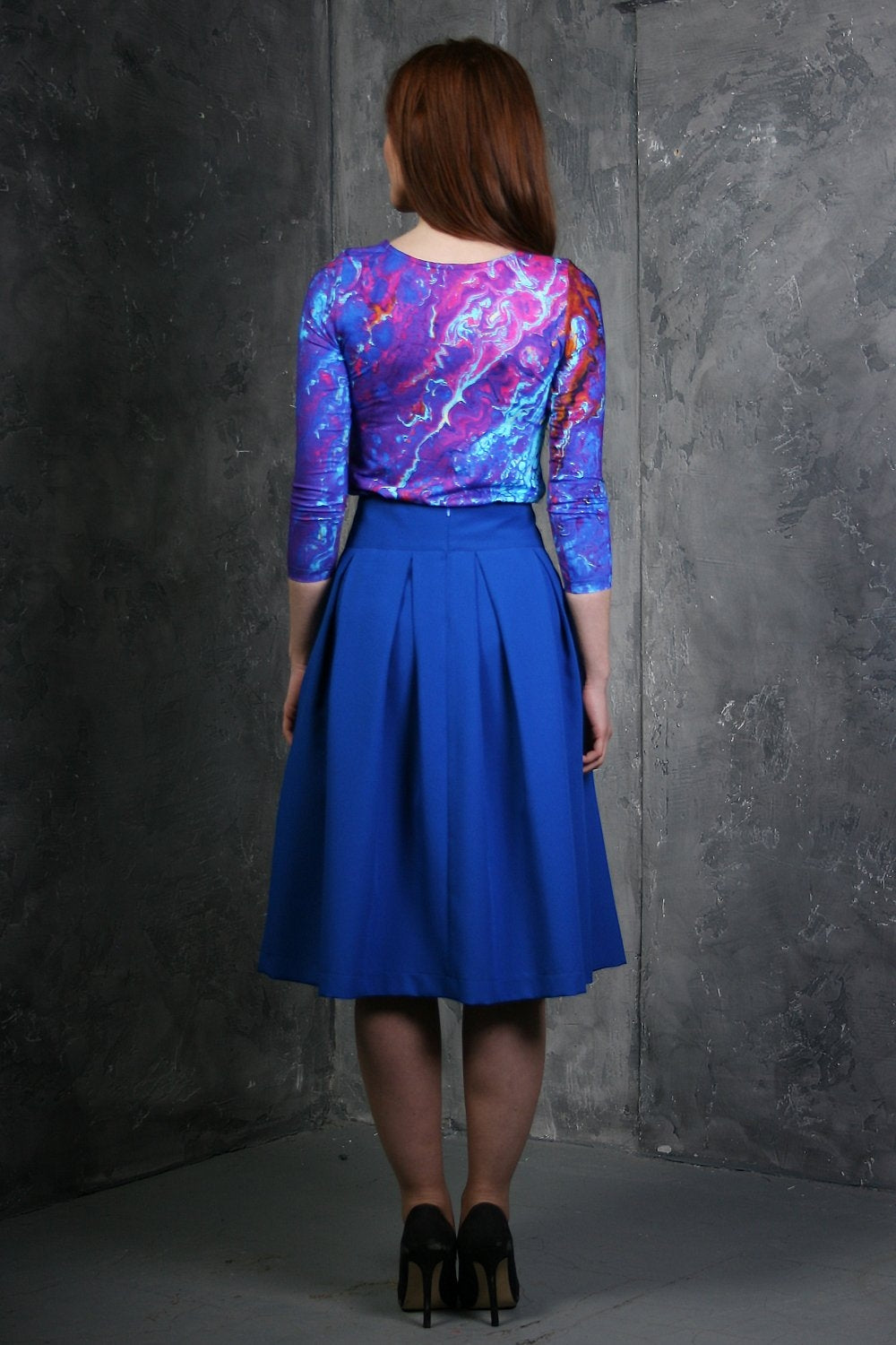 Blau ausgestellte Röcke mit Seitentaschen