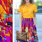 Full skirts with abstract red purple print