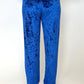Bright blue velvet trousers with pockets