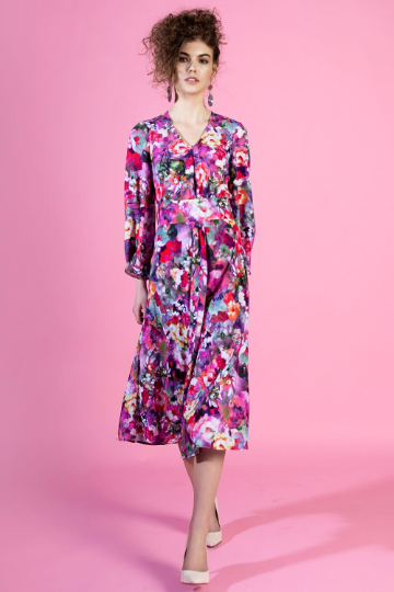 Bieza viskozes kleita ar ziedu apdruku