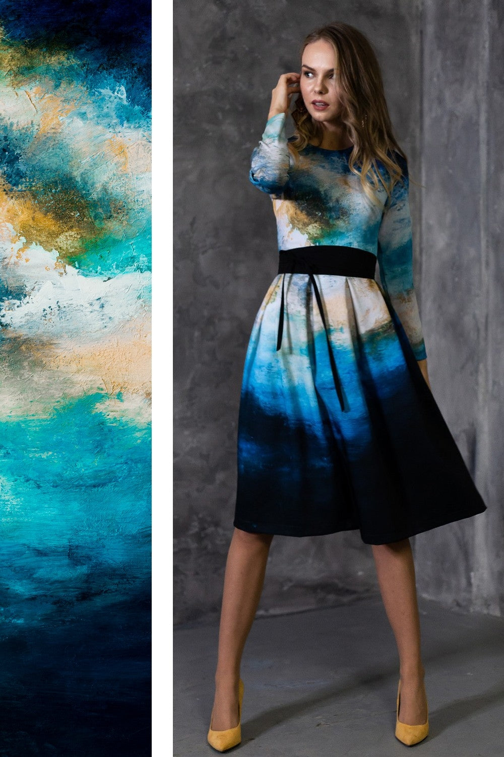 Dress with abstract sky print