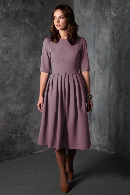 Grey purple dress with pleats