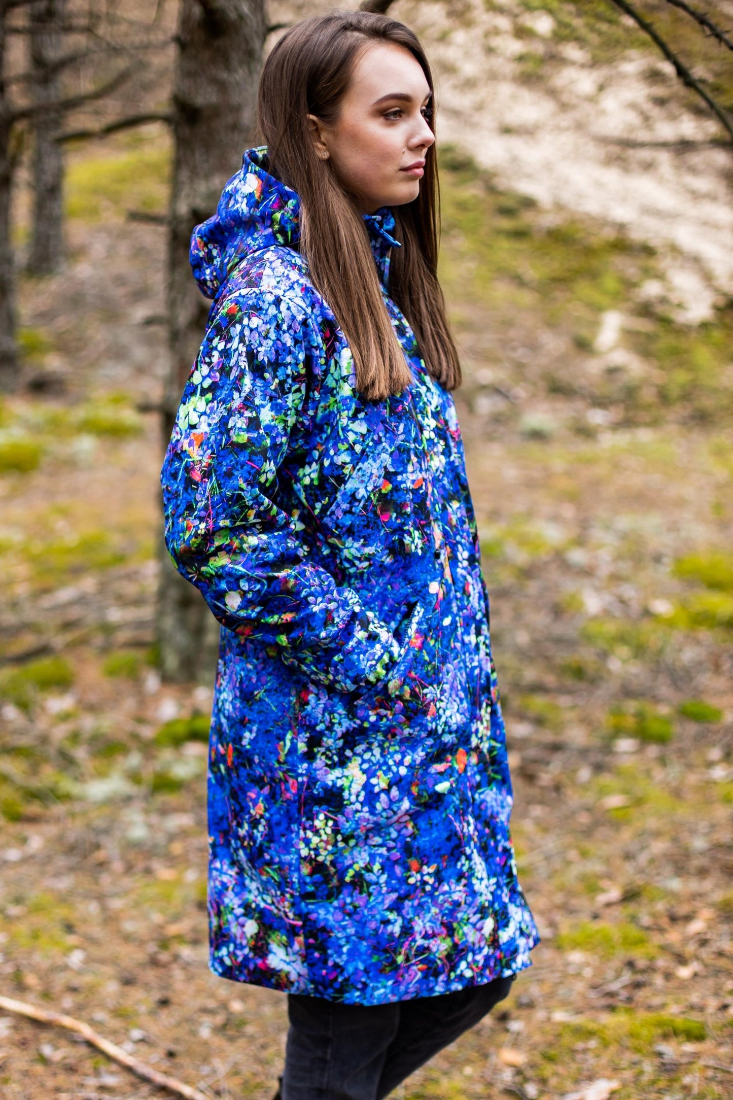 Softshell coat / parka with abstract leaves print