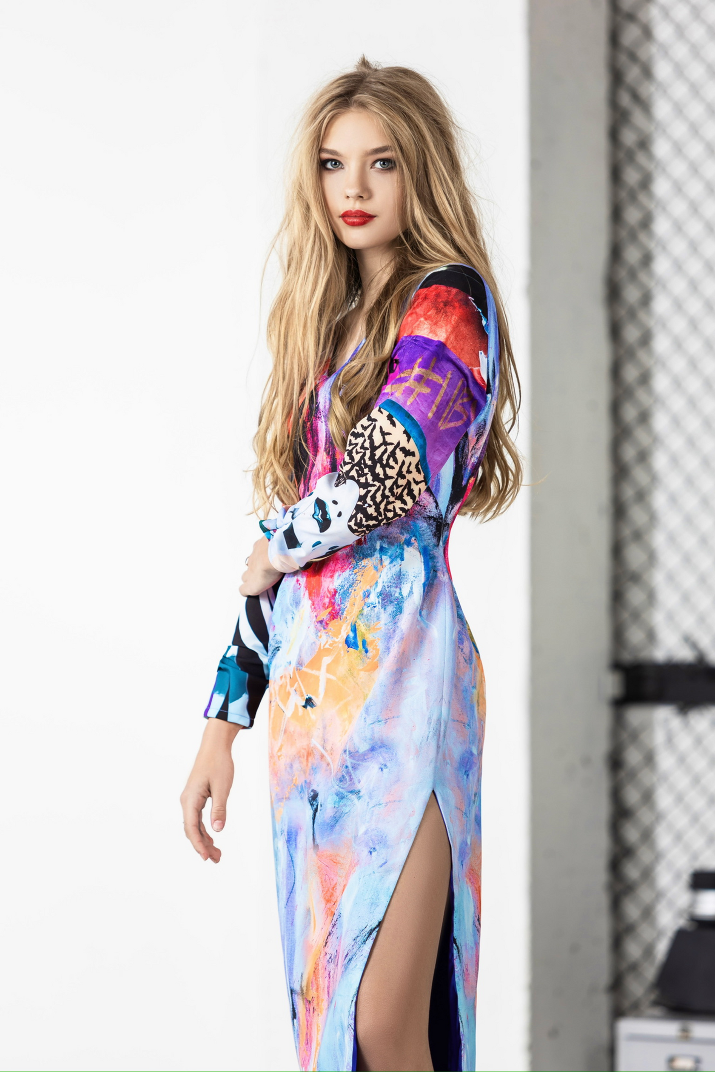 Long dress with a bright print