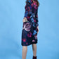 Kleid mit gemaltem rotgrauem Blumendruck 