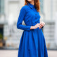 Bright blue dress with collar and front buttons