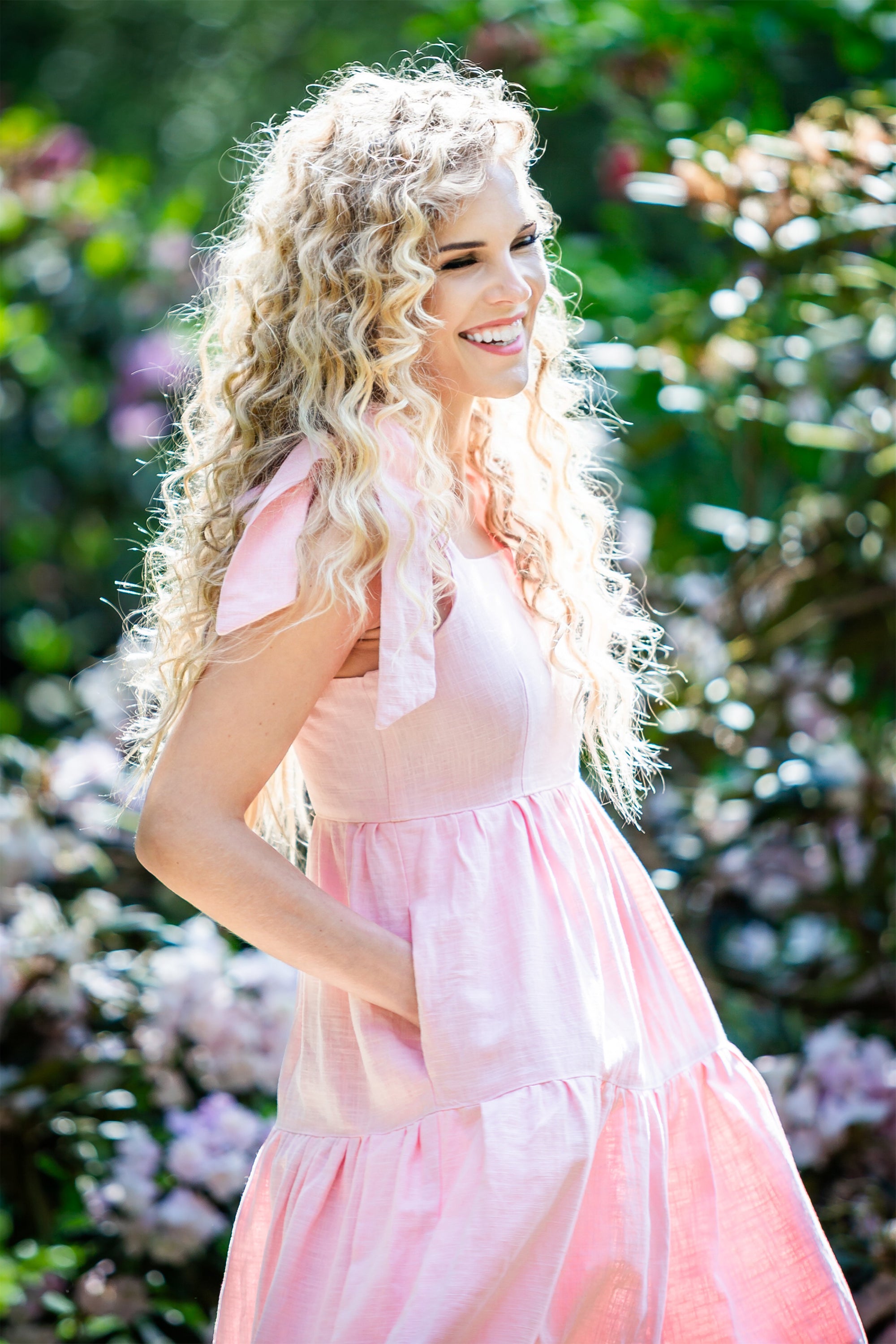 chinese dress ladies Voluminous rose appliques pink maxi dress, Garden of Eden