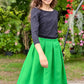 Classic Green Midi skirts with pockets