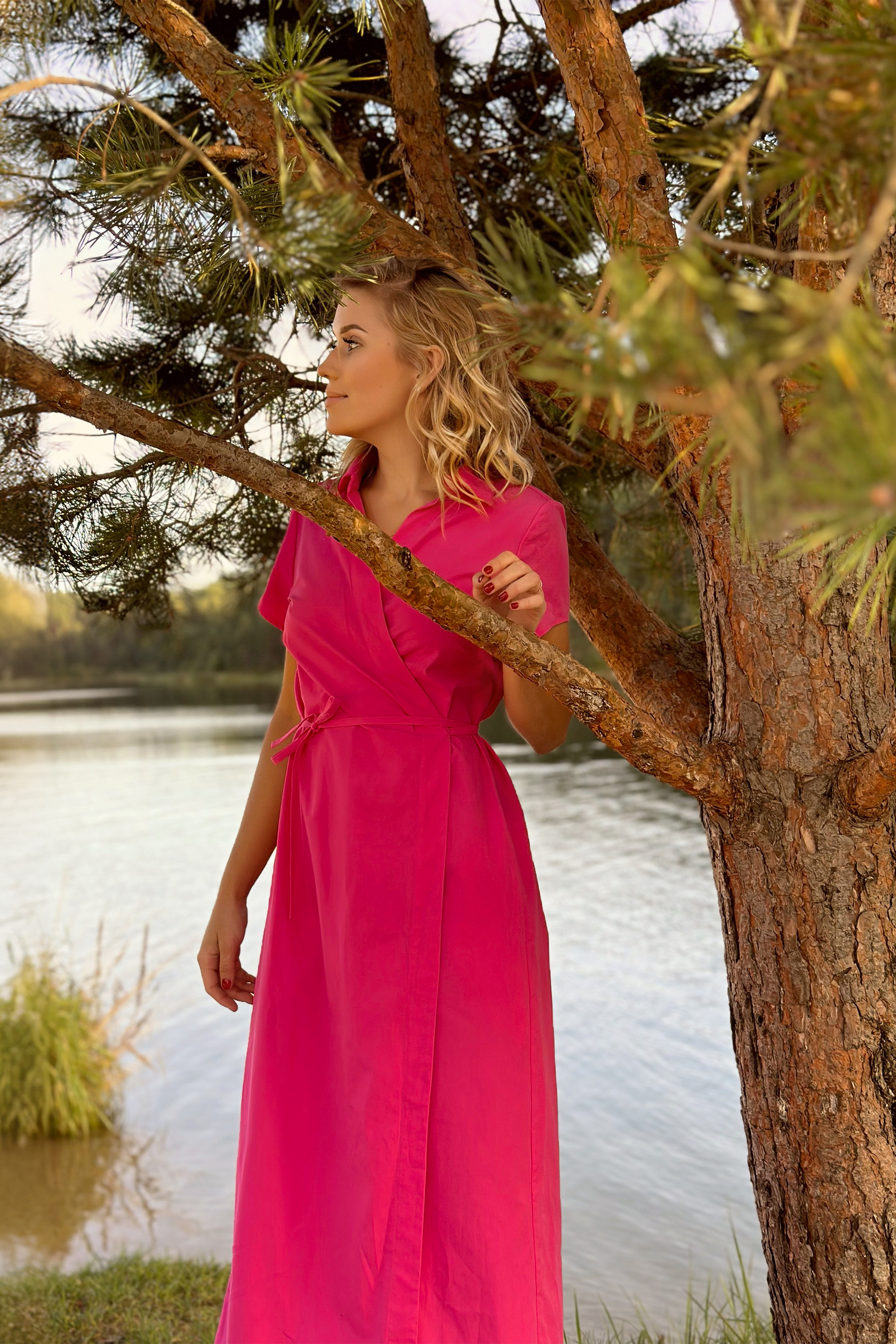 Kimono-style Dress with Tie Belt Made from Organic Cotton GUNTINA Kimono-style Dress with Tie Belt Made from Organic Cotton GUNTINA