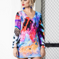 Mini dress with bright abstract print