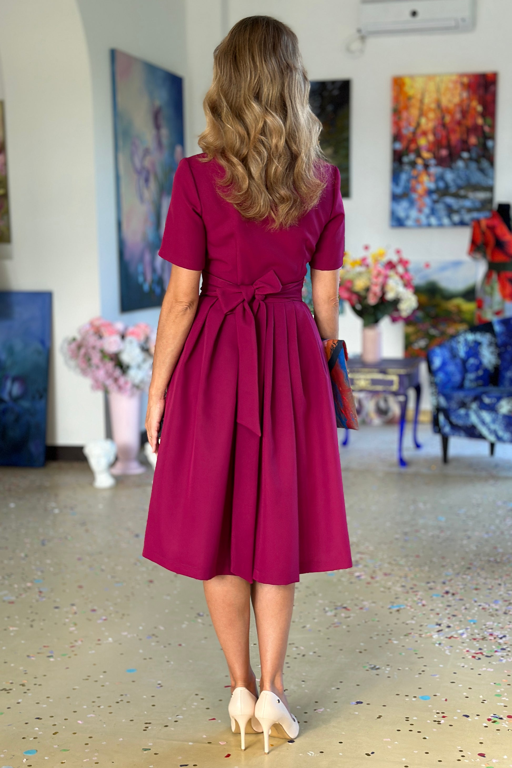 red shoes with purple dress 11 Types of Shoes That Go Perfectly With a Red Dress