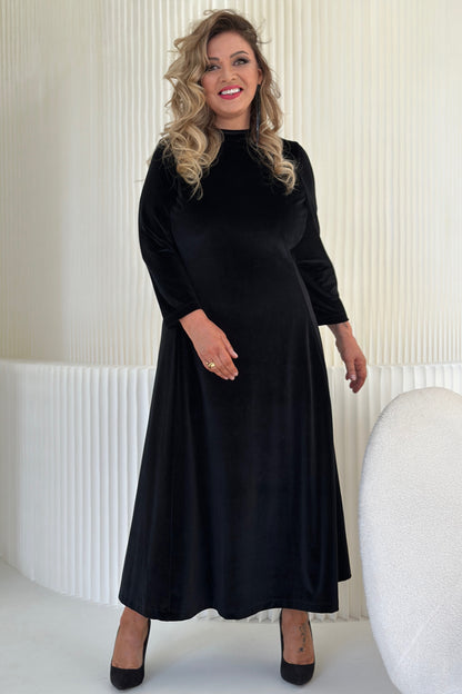 Long black velvet dress