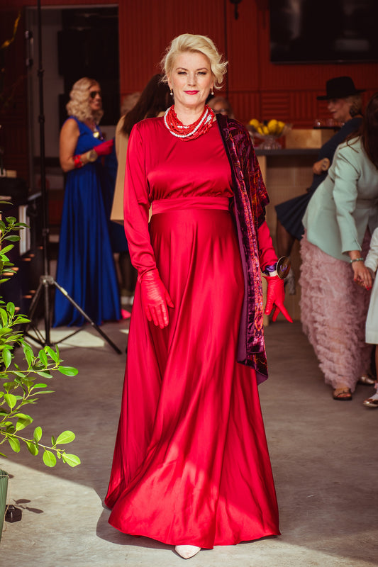 Bordeaux Maxi Dress with long sleeves